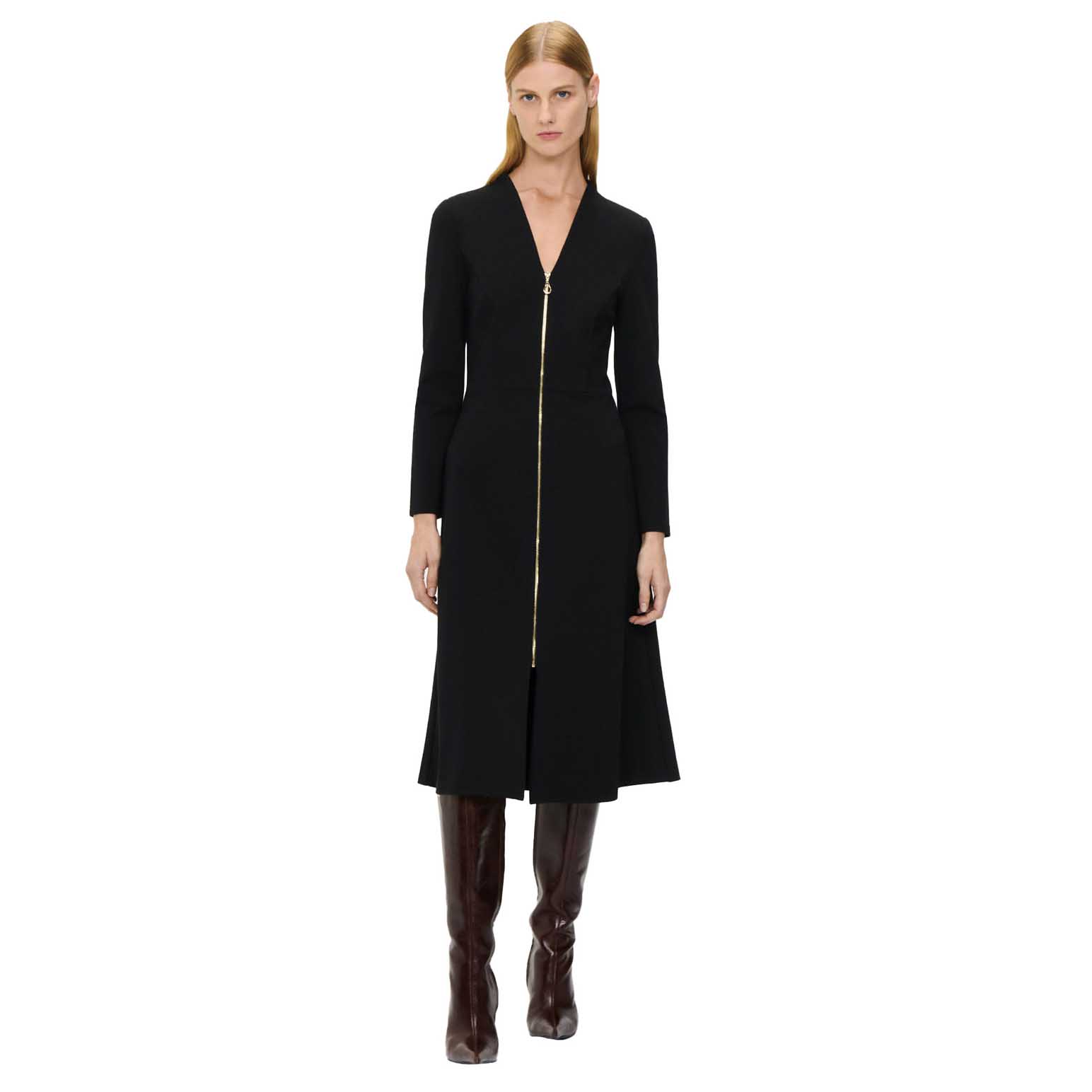 Veronika Maine Compact Ponte Zip Front Dress